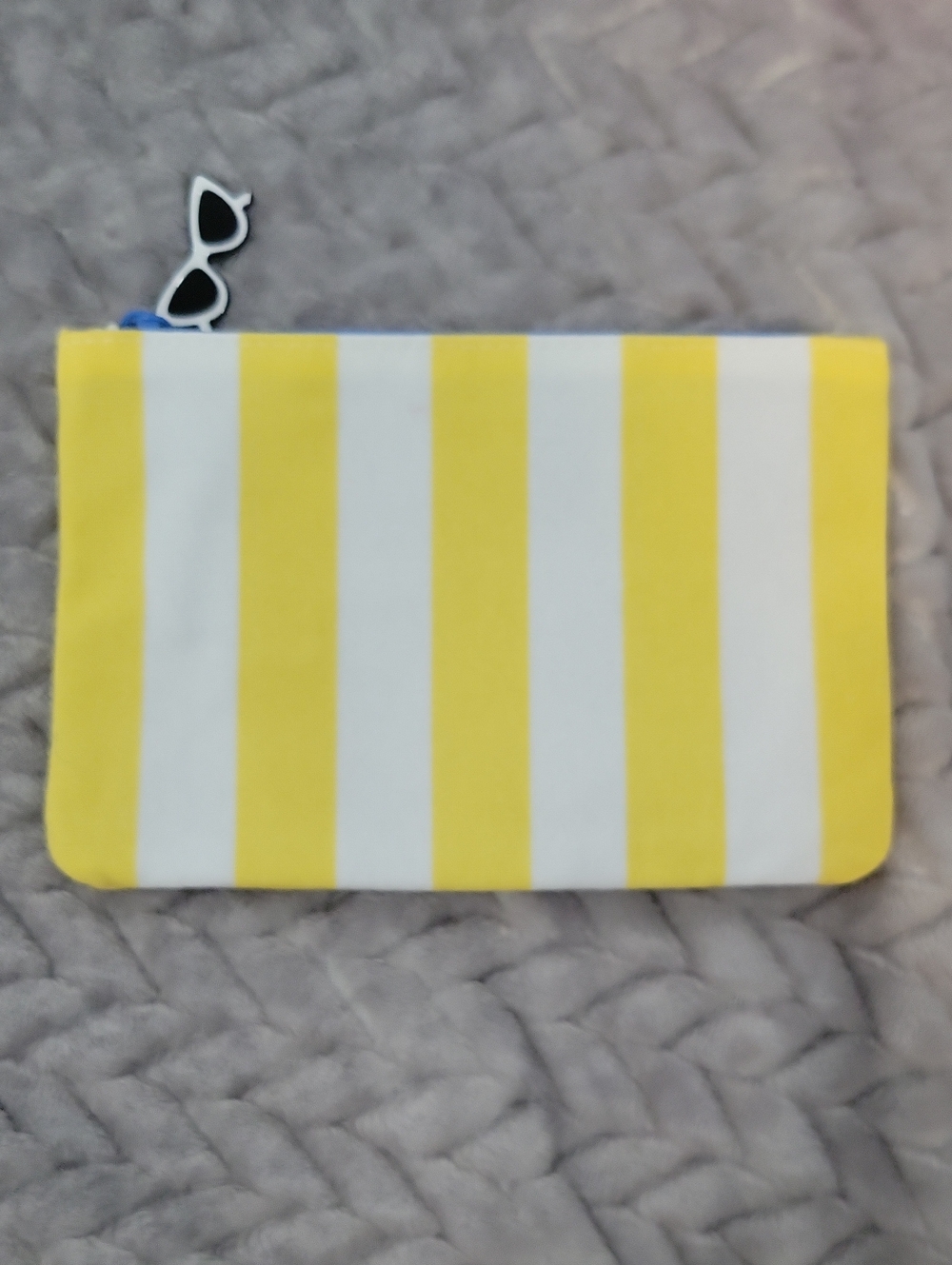 ipsy Yellow and White Striped Cosmetic Pouch